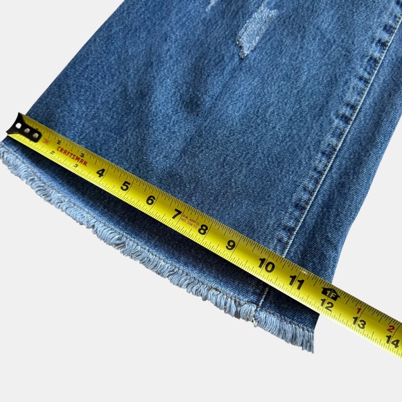 Vibrant M.I.U. High Rise Wide Leg Distressed Jeans Blue Juniors Sz 7 boho Grunge - Picture 12 of 16